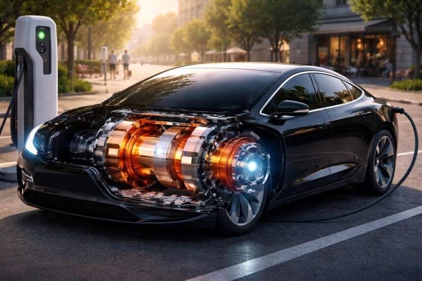 - Elektromotor v aute je tichý, účinný a znižuje spotrebu paliva.