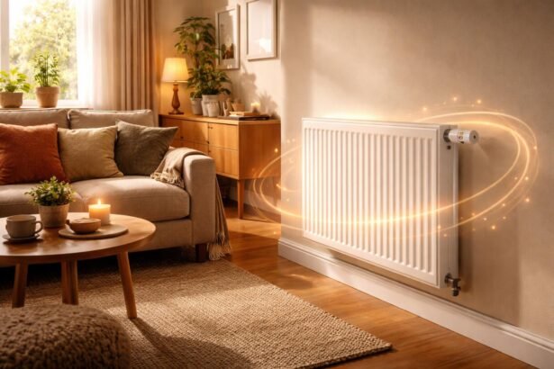 Rodina upravuje nastavenie radiátorového ventilu a teplotu v obytných miestnostiach