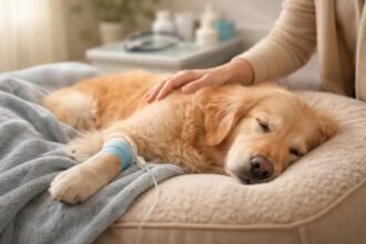 - Pohľad na psa pokojne odpočíva pri domácej liečbe sedatív v bezpečných podmienkach