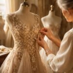 Detaily haute couture šiat, ručne vyšívané a extrémne luxusné na červenom koberci