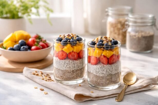 - Zdravý chia puding ako rýchla raňajková voľba, pripravená za pár minút.