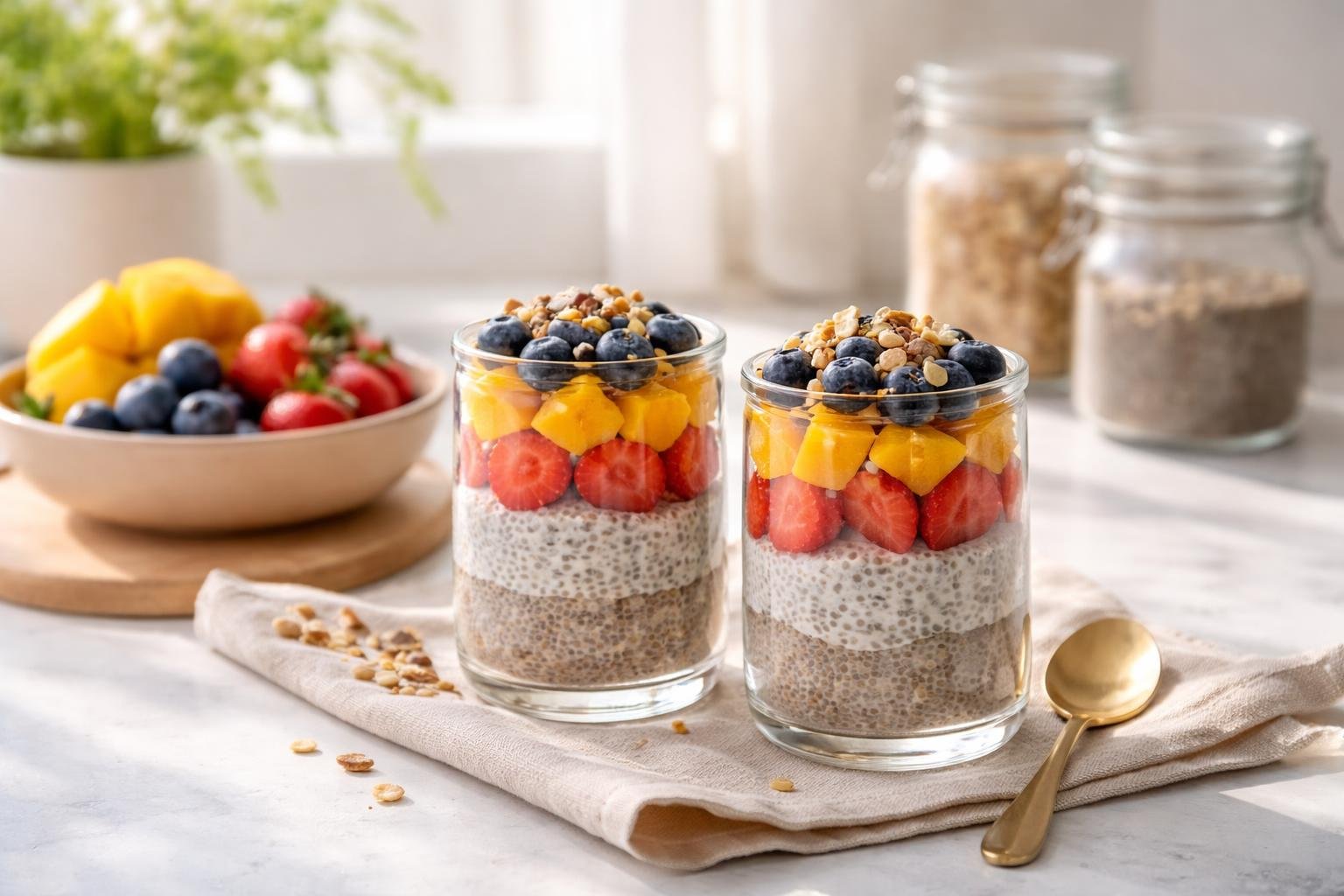 - Zdravý chia puding ako rýchla raňajková voľba, pripravená za pár minút.