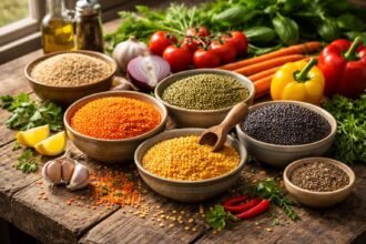 - Šošovica v miske plná bielkovín, vlákniny a vitamínov pre dopĺňanie živín v každom obede