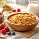 Ľanové vločky na stole, zdravé, bohaté na vlákninu a omega-3