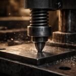 Presný rázový značkač na kov a materiály v dielni pri práci