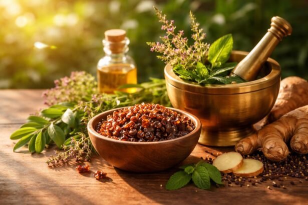 Zobrazenie guggulu a prírodných doplnkov na ceste k zdravej hmotnosti.