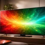 Pohľad na jasný a živý obraz na QLED televízore s kvantovými bodkami.