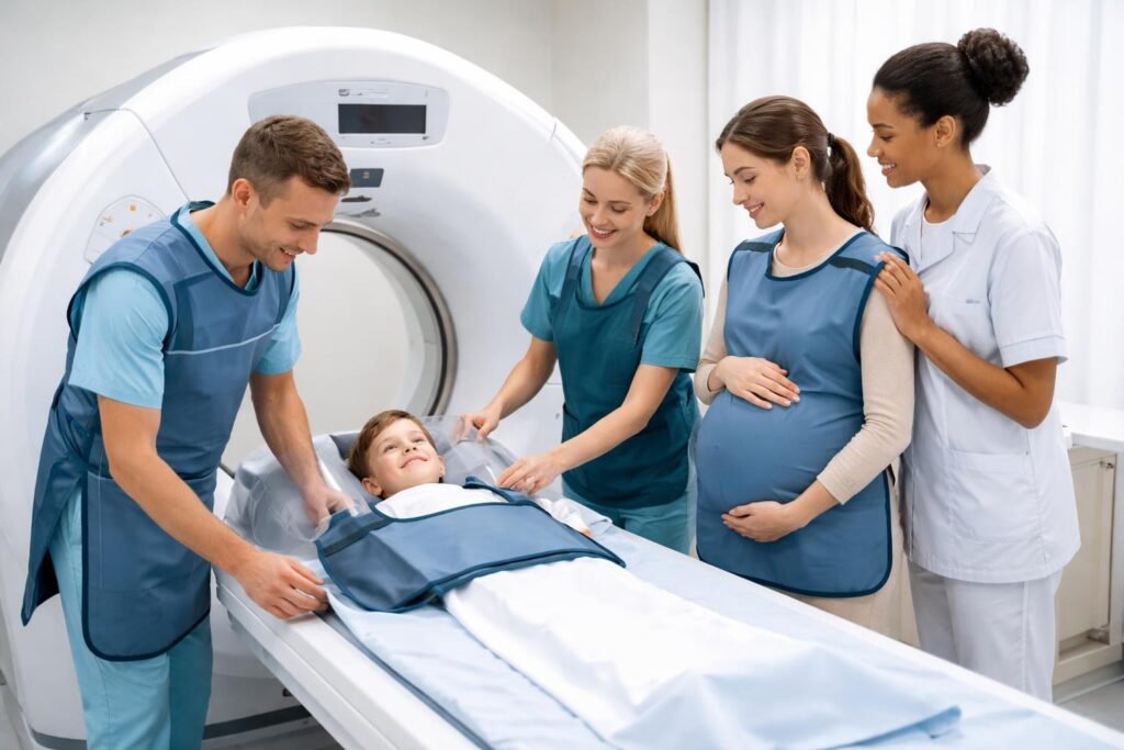 Riziká a vedľajšie účinky CT vyšetrenia: Ochrana pred radiačnou záťažou a preventívne rady 12 Obrázok zobrazuje špecifické riziká CT vyšetrenia u detí a tehotných žien.