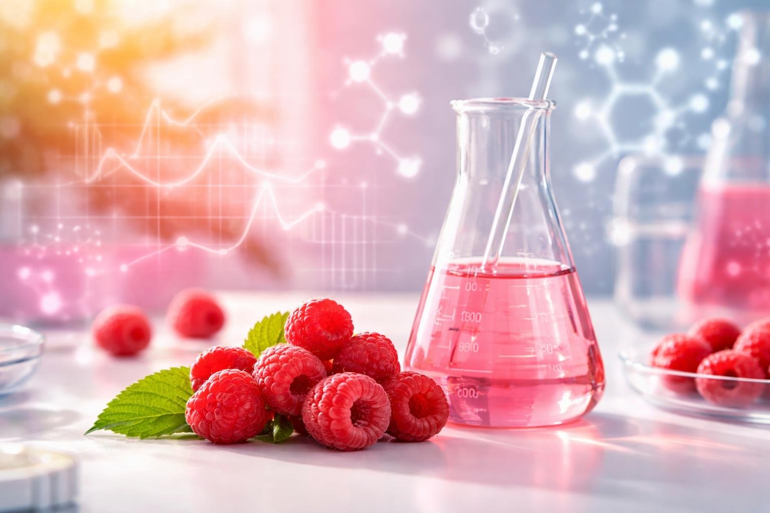 Ilustrácia laboratórnych skúšok a efektov malinových ketónov na chudnutie ľudí