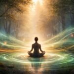 Relaxačná scéna s vizuálnou predstavou solfeggio frekvencií a harmónie tela.