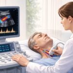 - Dopplerov ultrazvuk zobrazuje krvný prietok cez cievy v reálnom čase