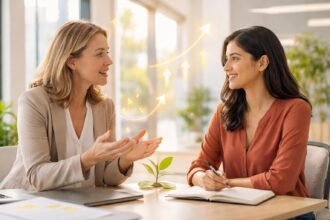 Ilustrácia ukazuje prijatie konštruktívnej kritiky a rast kariéry s gráciou