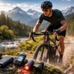 Cyklista s GPS navigáciou na trasách Slovenských hôr a riečnych hrádzach